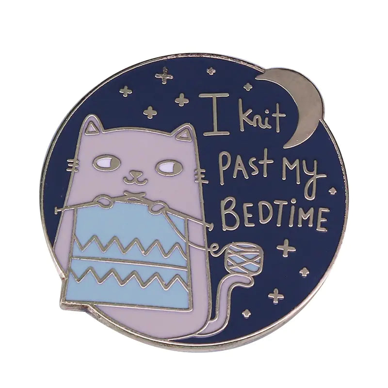 Cute Cat Badge for Knitting Enthusiasts and Decor