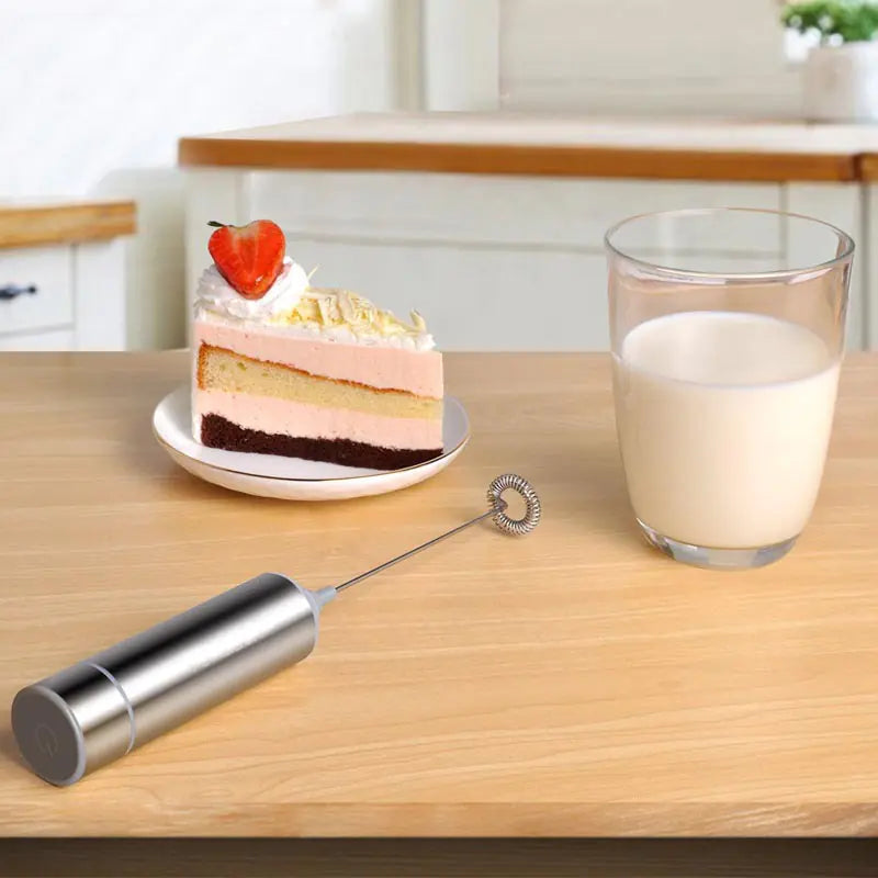 Handheld Electric Milk Frother and Mixer, Stainless Steel