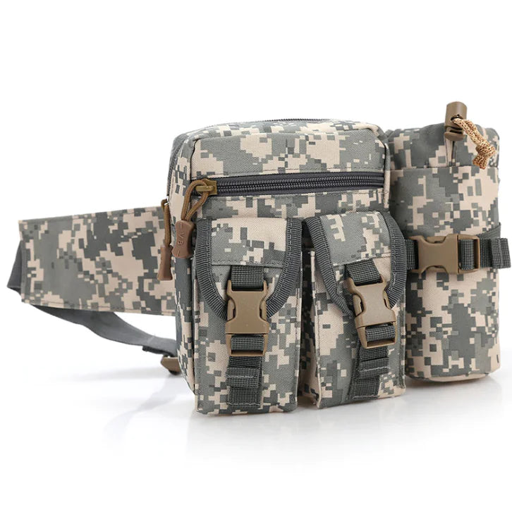 Camouflage Waist Bag with Water Bottle Holder