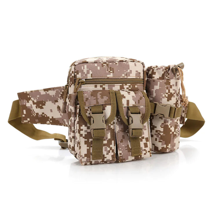 Camouflage Waist Bag with Water Bottle Holder